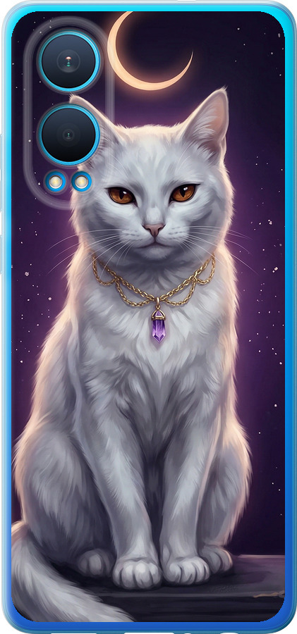 Mystic White Cat Gothic Dark Purple Gold