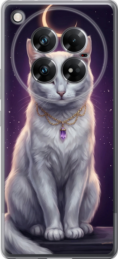 Mystic White Cat Gothic Dark Purple Gold