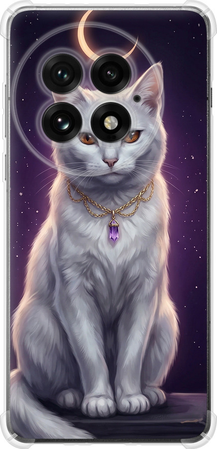 Mystic White Cat Gothic Dark Purple Gold