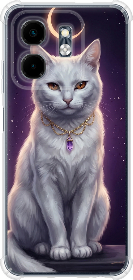 Mystic White Cat Gothic Dark Purple Gold