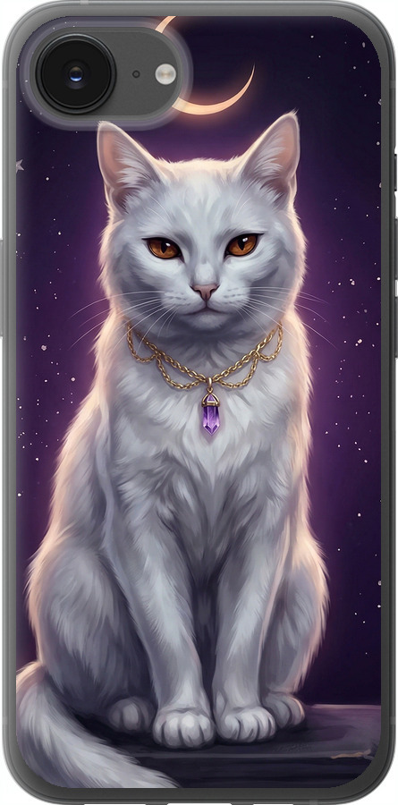 Mystic White Cat Gothic Dark Purple Gold