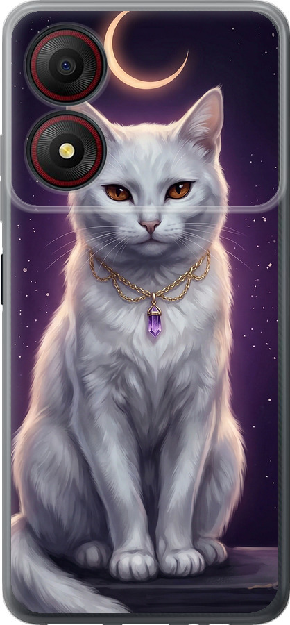 Mystic White Cat Gothic Dark Purple Gold