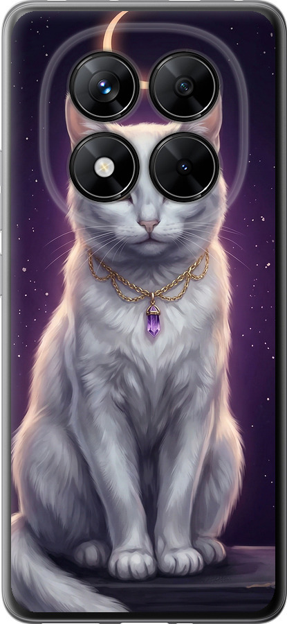 Mystic White Cat Gothic Dark Purple Gold