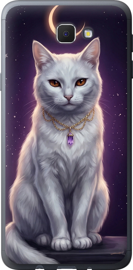 Mystic White Cat Gothic Dark Purple Gold