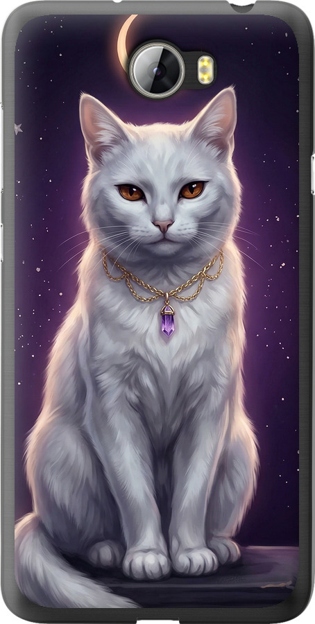 Mystic White Cat Gothic Dark Purple Gold