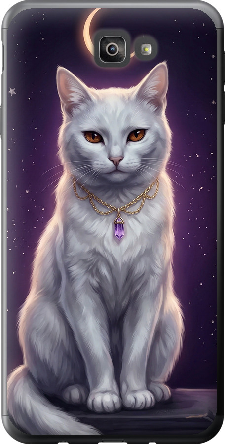 Mystic White Cat Gothic Dark Purple Gold