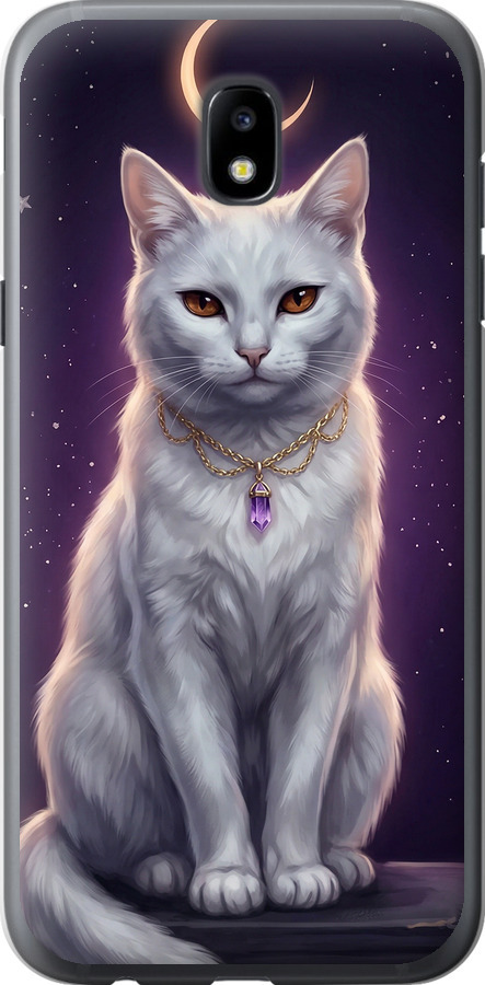 Mystic White Cat Gothic Dark Purple Gold