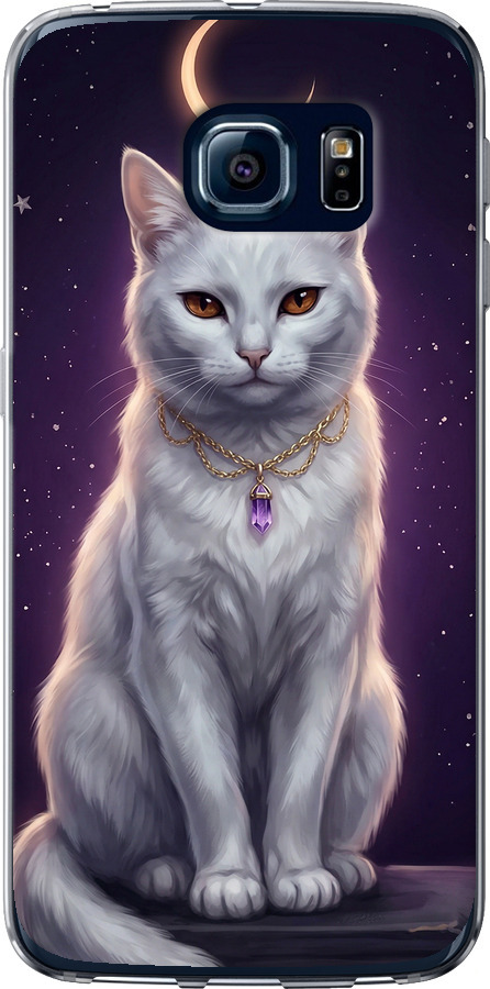 Mystic White Cat Gothic Dark Purple Gold