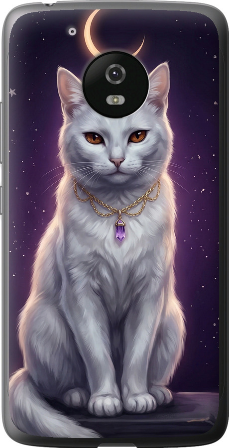 Mystic White Cat Gothic Dark Purple Gold