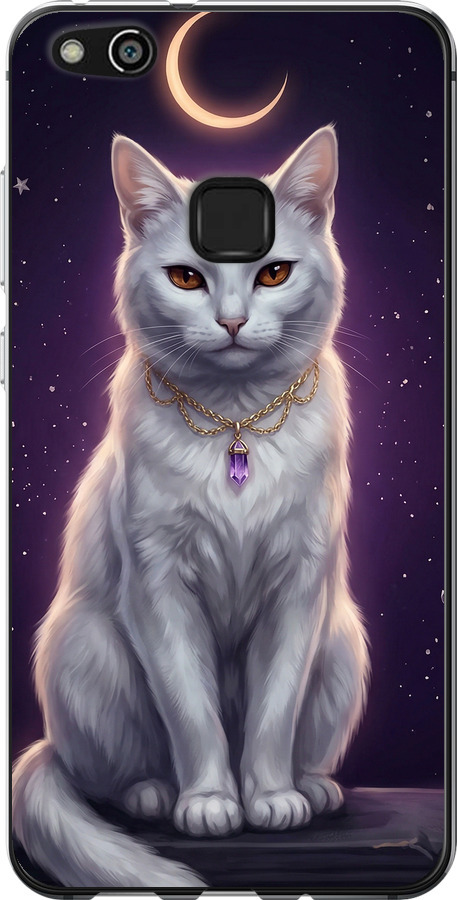 Mystic White Cat Gothic Dark Purple Gold