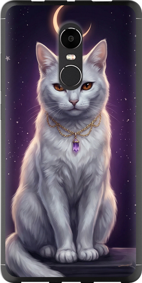 Mystic White Cat Gothic Dark Purple Gold