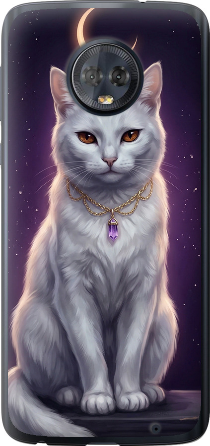 Mystic White Cat Gothic Dark Purple Gold