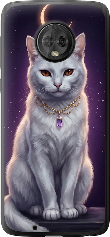 Mystic White Cat Gothic Dark Purple Gold